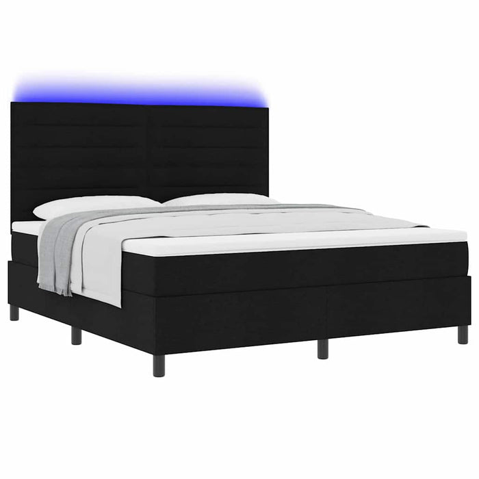 Pat cu arcuri cu saltea cu led Negru 180 x 200 cm țesătură - WALTI WALTI