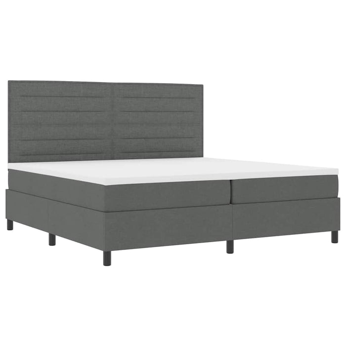 Pat cu arcuri cu saltea cu led Gri închis 200 x 200 cm țesătură - WALTI WALTI