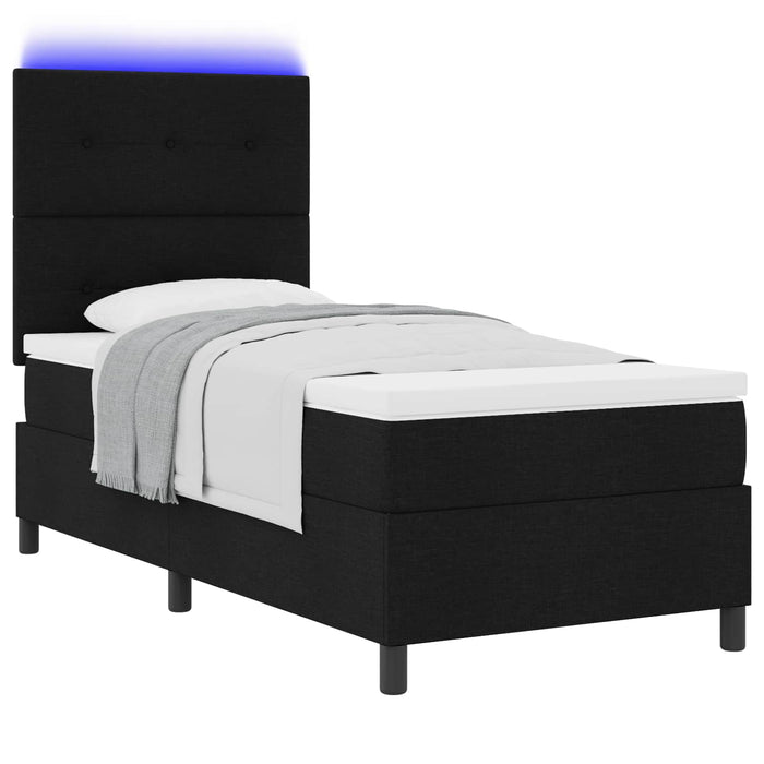Pat cu arcuri cu saltea cu headboard Negru 80 x 200 cm țesătură - WALTI WALTI