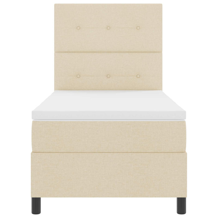 Pat cu arcuri cu saltea cu headboard Crem 80 x 200 cm țesătură - WALTI WALTI