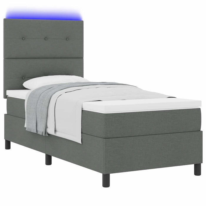 Pat cu arcuri cu benzi LED Gri închis 90 x 190 cm țesătură WALTI