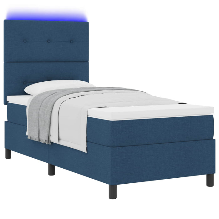 Pat cu arcuri cu benzi LED albastru 90 x 190 cm țesătură - WALTI WALTI