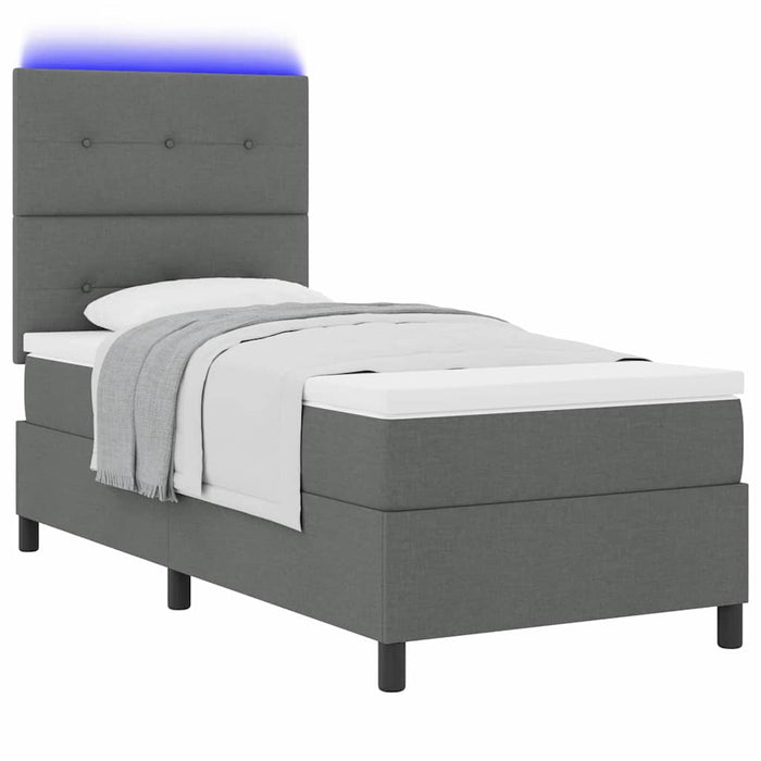 Pat cu arcuri cu benzi LED Gri închis 100 x 200 cm țesătură - WALTI WALTI