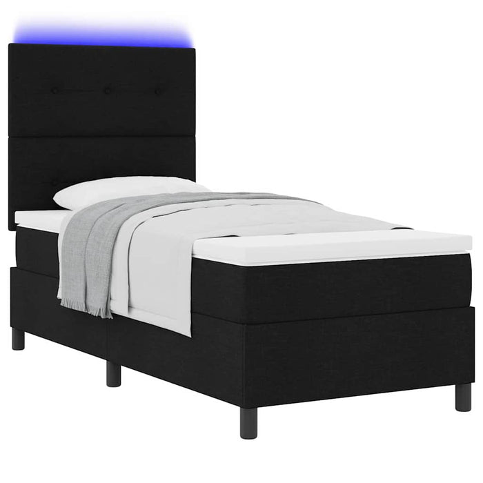 Pat cu arcuri cu benzi LED Negru 100 x 200 cm țesătură - WALTI WALTI