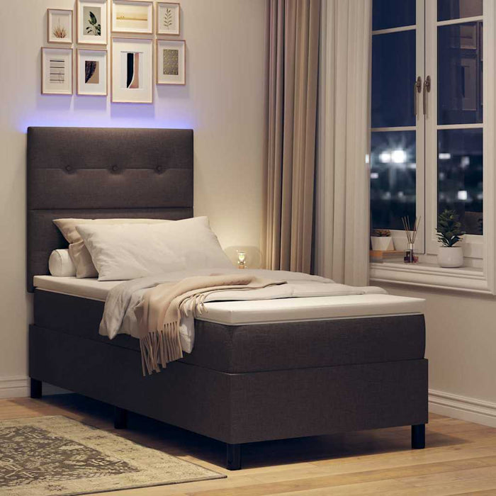 Pat cu arcuri cu benzi LED Maro închis 100 x 200 cm țesătură WALTI