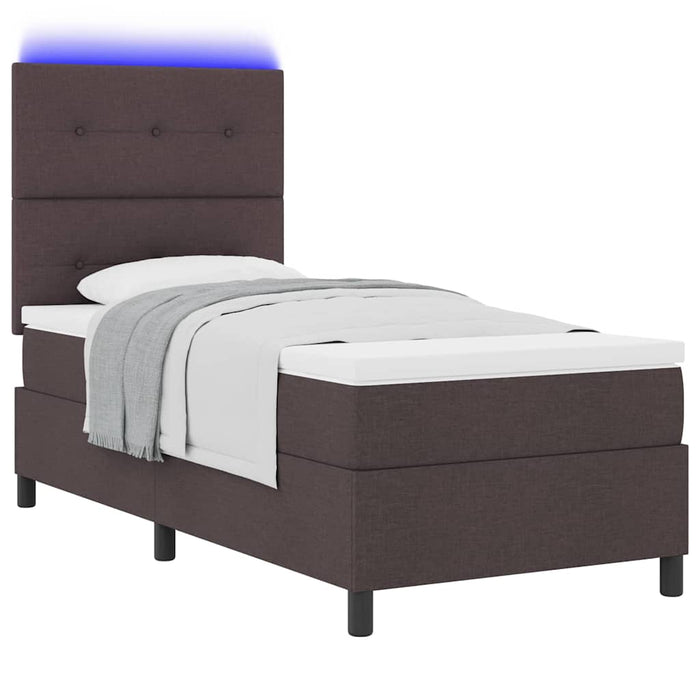 Pat cu arcuri cu benzi LED Maro închis 100 x 200 cm țesătură WALTI
