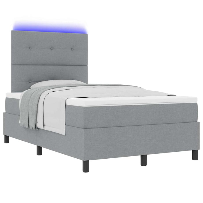 Pat cu arcuri cu benzi LED Gri deschis 120 x 190 cm țesătură - WALTI WALTI