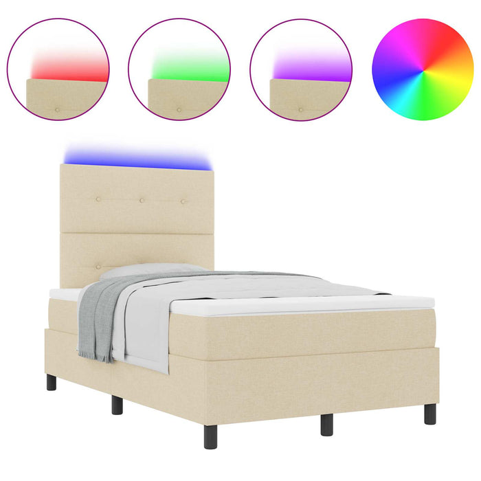 Pat cu arcuri cu saltea cu headboard Crem 120 x 190 cm țesătură - WALTI WALTI