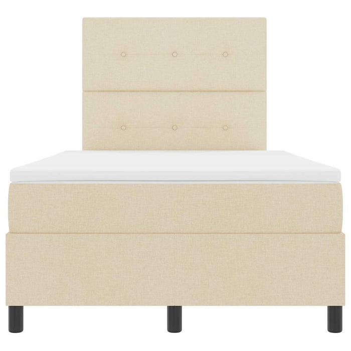 Pat cu arcuri cu saltea cu headboard Crem 120 x 190 cm țesătură - WALTI WALTI
