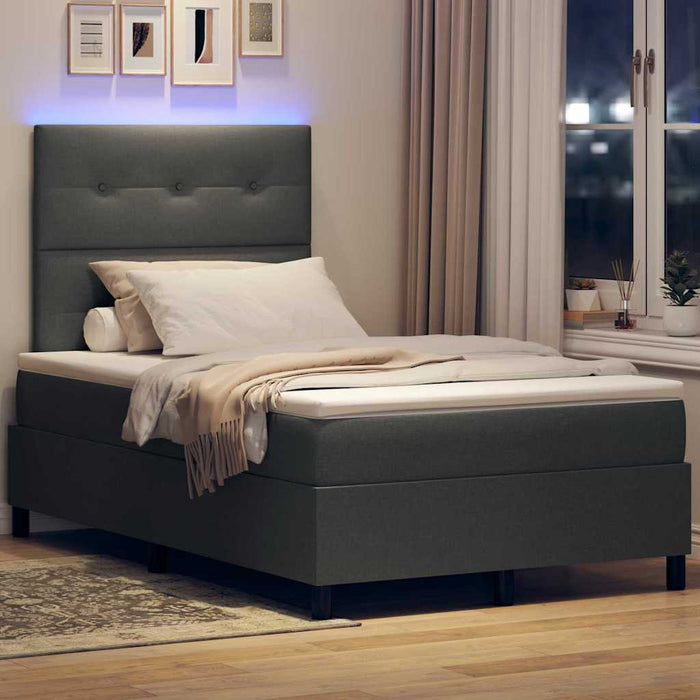 Pat cu arcuri cu benzi LED Gri închis 120 x 200 cm țesătură - WALTI WALTI