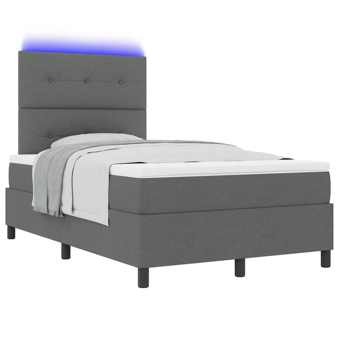 Pat cu arcuri cu benzi LED Gri închis 120 x 200 cm țesătură - WALTI WALTI