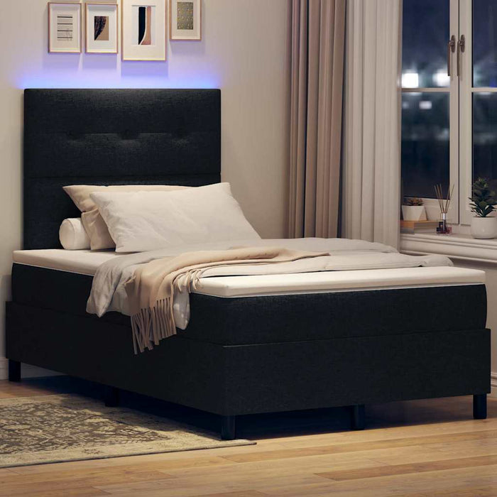 Pat cu arcuri cu benzi LED Negru 120 x 200 cm țesătură - WALTI WALTI