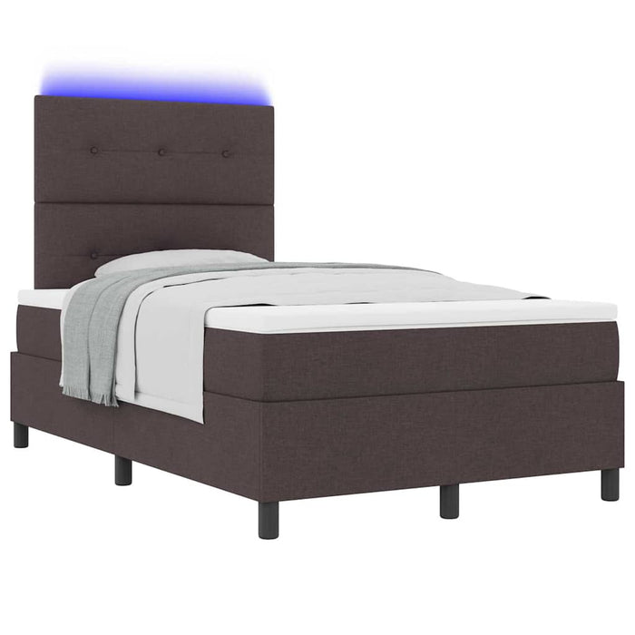Pat cu arcuri cu benzi LED Maro închis 120 x 200 cm țesătură - WALTI WALTI