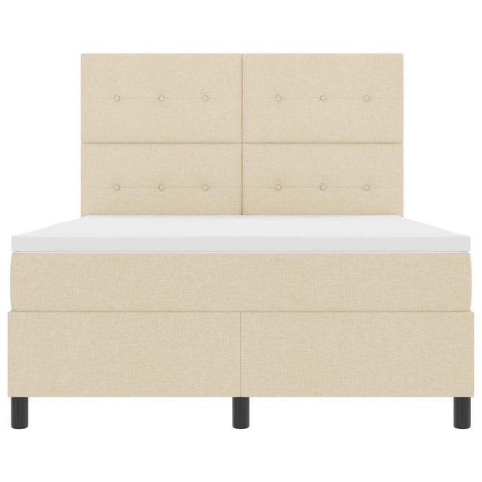 Pat cu arcuri cu saltea cu headboard Crem 160 x 200 cm țesătură - WALTI WALTI