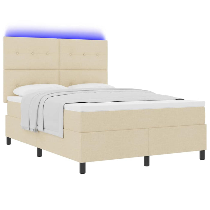 Pat cu arcuri cu saltea cu headboard Crem 160 x 200 cm țesătură - WALTI WALTI