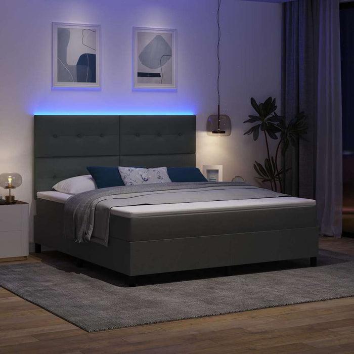 Pat cu arcuri cu benzi LED Gri închis 180 x 200 cm țesătură WALTI