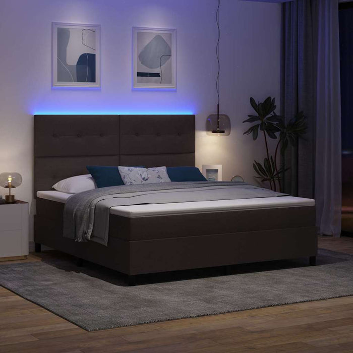 Pat cu arcuri cu benzi LED Maro închis 180 x 200 cm țesătură WALTI