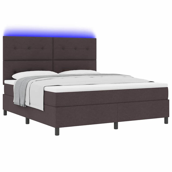 Pat cu arcuri cu benzi LED Maro închis 180 x 200 cm țesătură WALTI