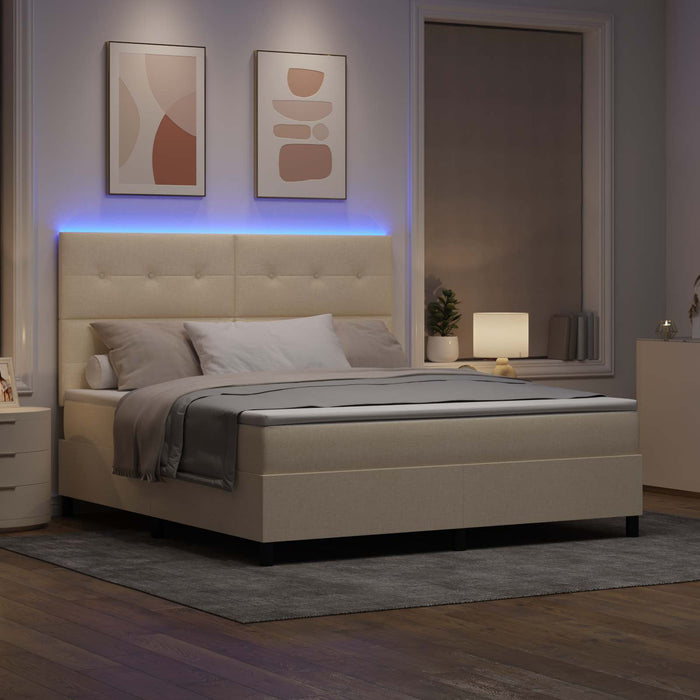 Pat cu arcuri cu saltea cu headboard Crem 180 x 200 cm țesătură - WALTI WALTI