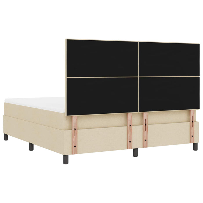 Pat cu arcuri cu saltea cu headboard Crem 180 x 200 cm țesătură - WALTI WALTI