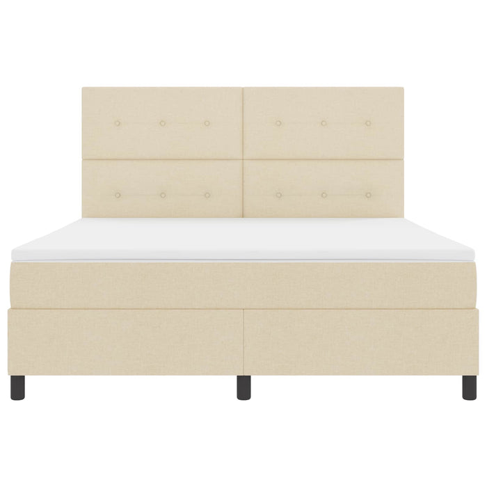 Pat cu arcuri cu saltea cu headboard Crem 180 x 200 cm țesătură - WALTI WALTI
