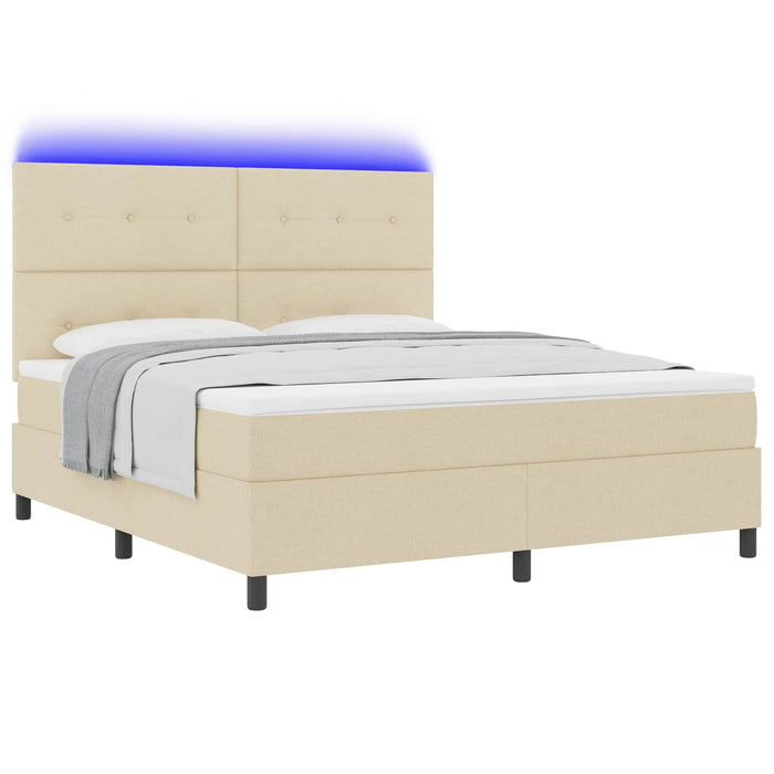 Pat cu arcuri cu saltea cu headboard Crem 180 x 200 cm țesătură - WALTI WALTI