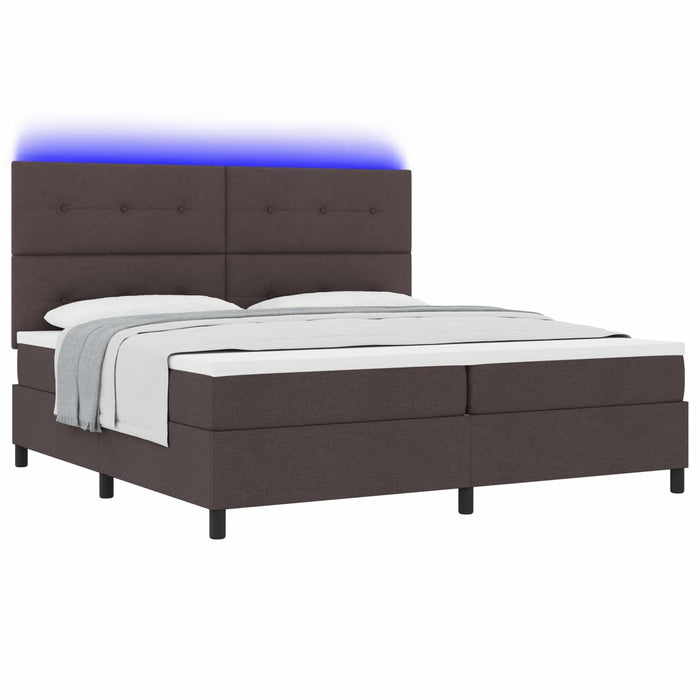 Pat cu arcuri cu benzi LED Maro închis 200 x 200 cm țesătură WALTI