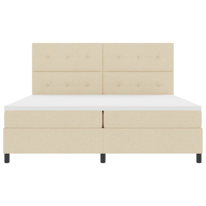Pat cu arcuri cu saltea cu headboard Crem 200 x 200 cm țesătură - WALTI WALTI