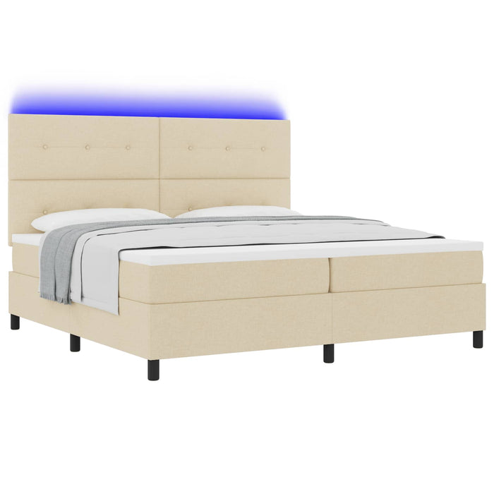 Pat cu arcuri cu saltea cu headboard Crem 200 x 200 cm țesătură - WALTI WALTI