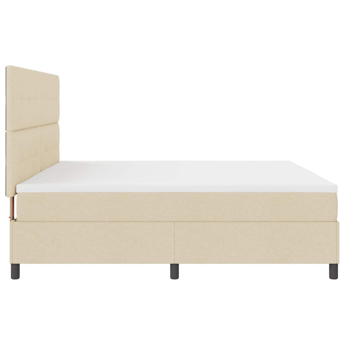 Pat cu arcuri cu saltea cu headboard Crem 200 x 200 cm țesătură - WALTI WALTI