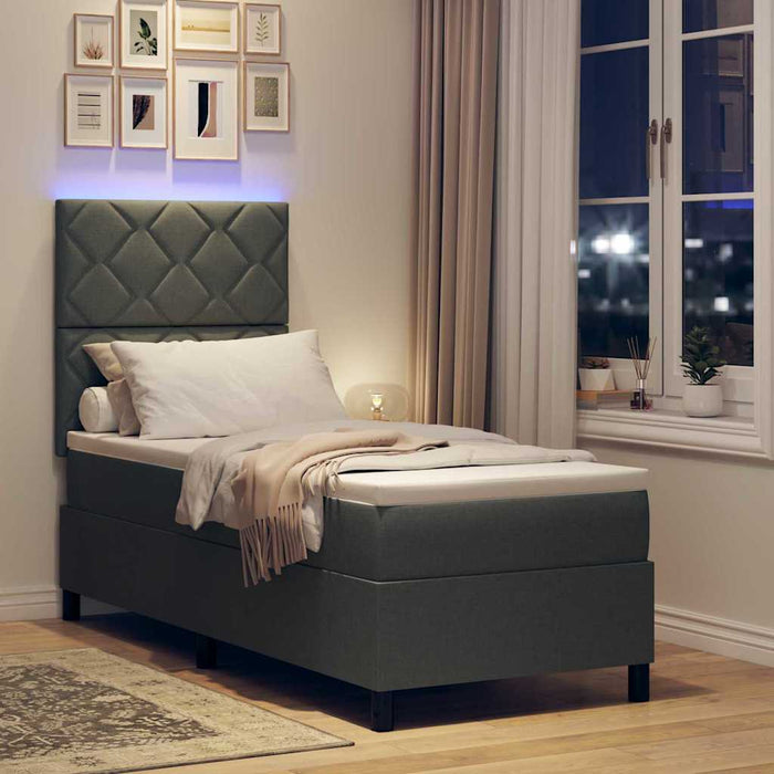 Pat cu arcuri cu benzi LED Gri închis 80 x 200 cm țesătură WALTI