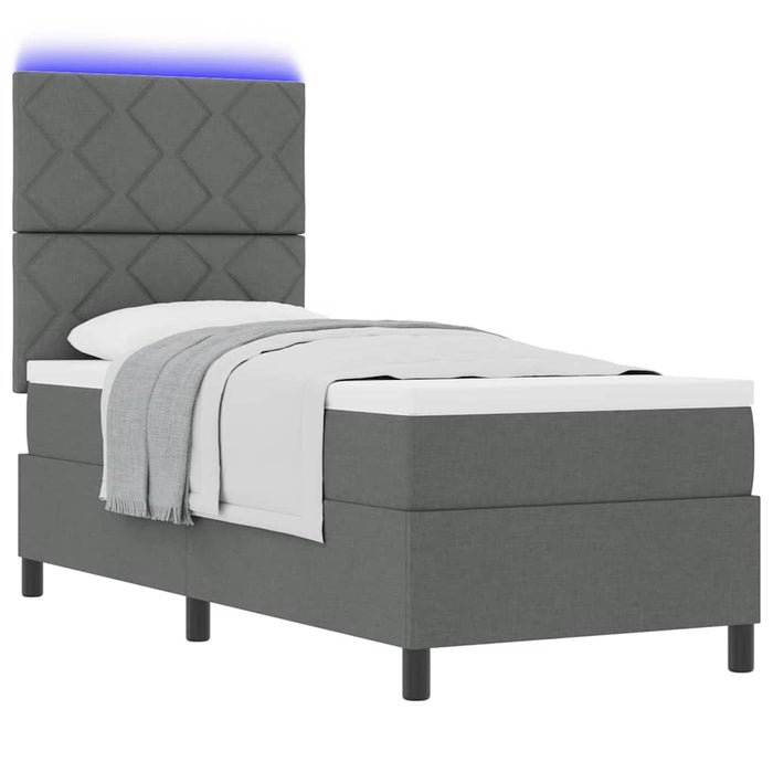 Pat cu arcuri cu benzi LED Gri închis 80 x 200 cm țesătură WALTI