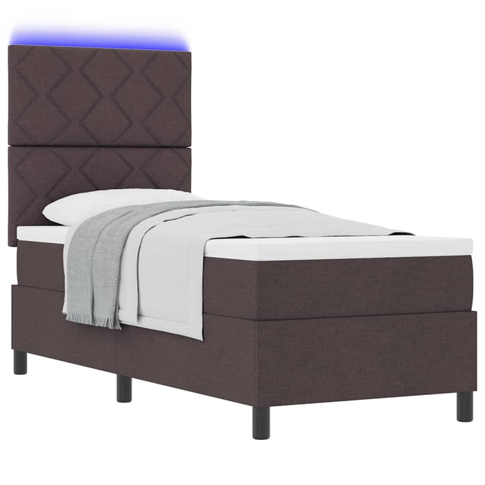 Pat cu arcuri cu benzi LED Maro închis 80 x 200 cm țesătură - WALTI WALTI