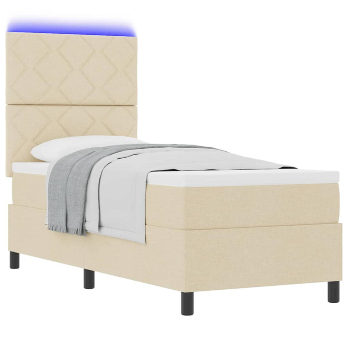 Pat cu arcuri cu saltea cu led Crem 80 x 200 cm țesătură WALTI