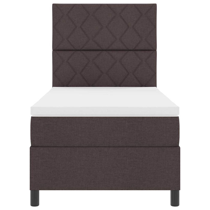Pat cu arcuri cu benzi LED Maro închis 90 x 190 cm țesătură WALTI