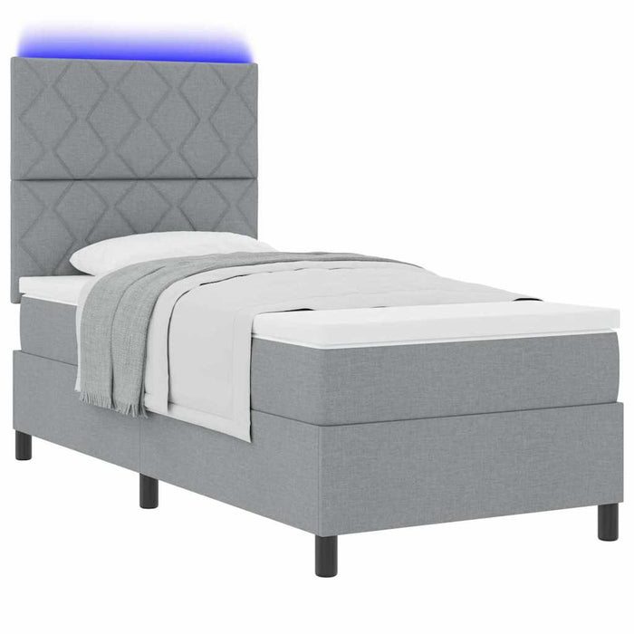 Pat cu arcuri cu benzi LED Gri deschis 90 x 200 cm țesătură WALTI