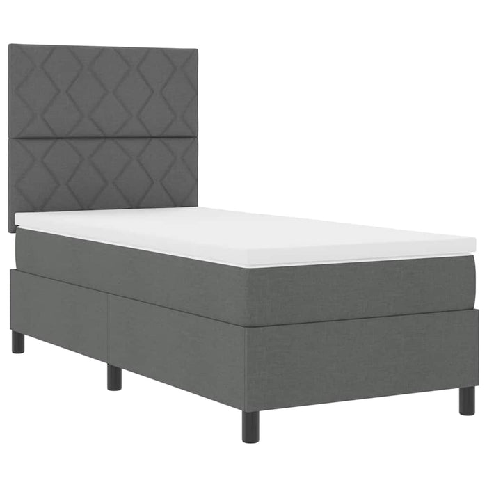 Pat cu arcuri cu benzi LED Gri închis 90 x 200 cm țesătură WALTI