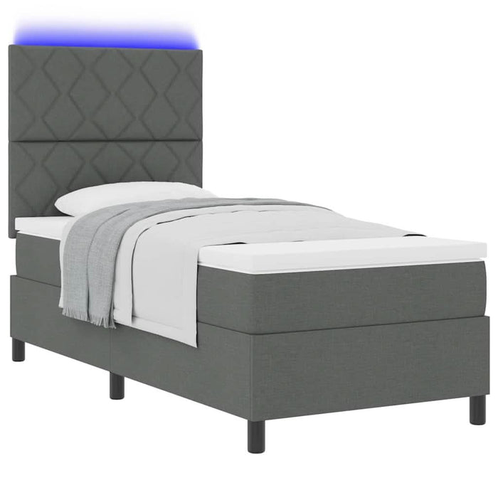 Pat cu arcuri cu benzi LED Gri închis 90 x 200 cm țesătură WALTI