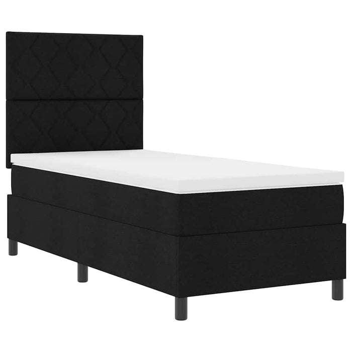 Pat cu arcuri cu benzi LED Negru 90 x 200 cm țesătură WALTI