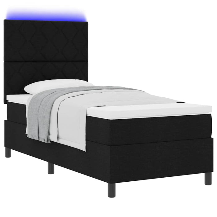 Pat cu arcuri cu benzi LED Negru 90 x 200 cm țesătură WALTI