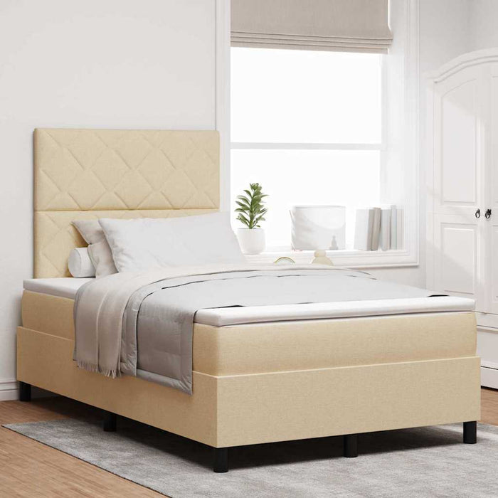 Pat cu arcuri cu saltea cu headboard Crem 120 x 200 cm țesătură - WALTI WALTI