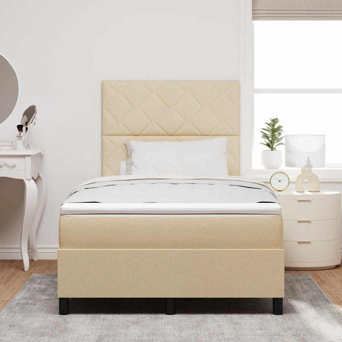 Pat cu arcuri cu saltea cu headboard Crem 120 x 200 cm țesătură - WALTI WALTI