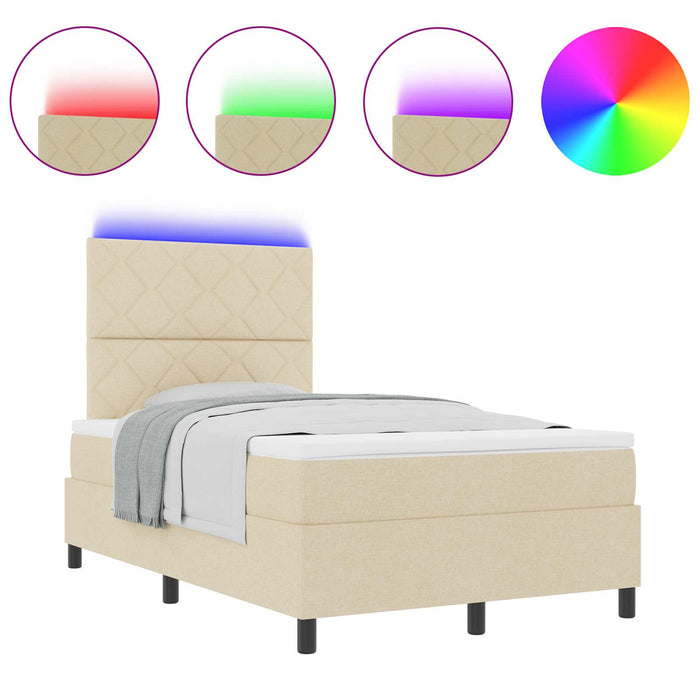 Pat cu arcuri cu saltea cu headboard Crem 120 x 200 cm țesătură - WALTI WALTI