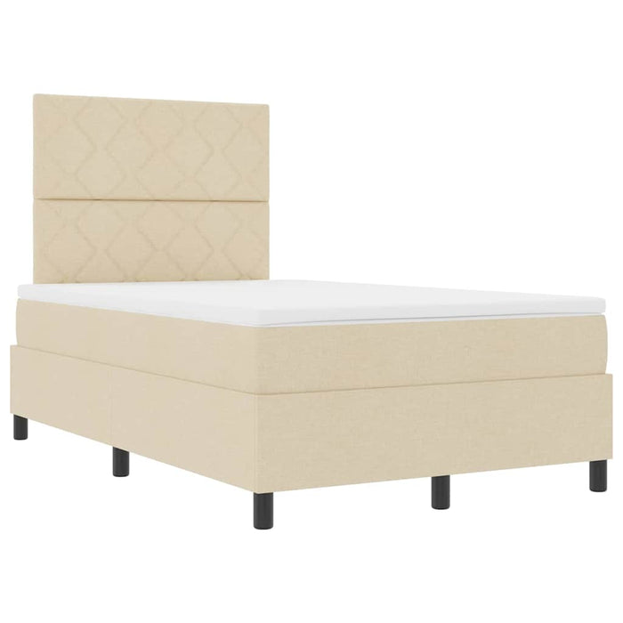 Pat cu arcuri cu saltea cu headboard Crem 120 x 200 cm țesătură - WALTI WALTI