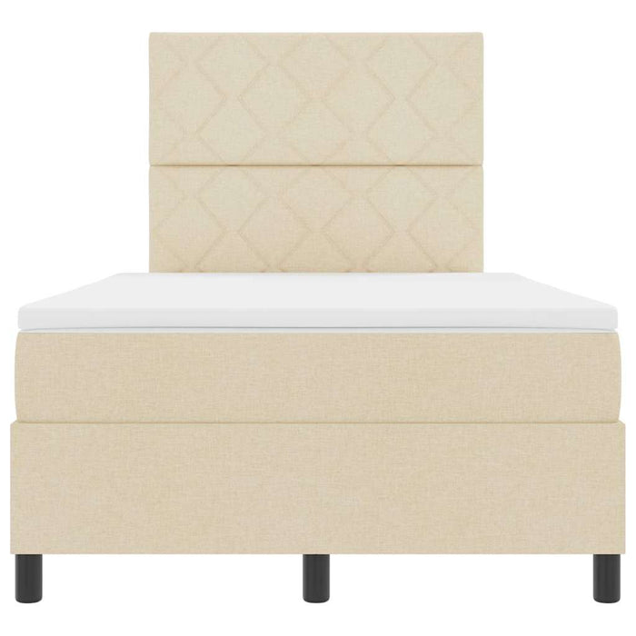 Pat cu arcuri cu saltea cu headboard Crem 120 x 200 cm țesătură - WALTI WALTI