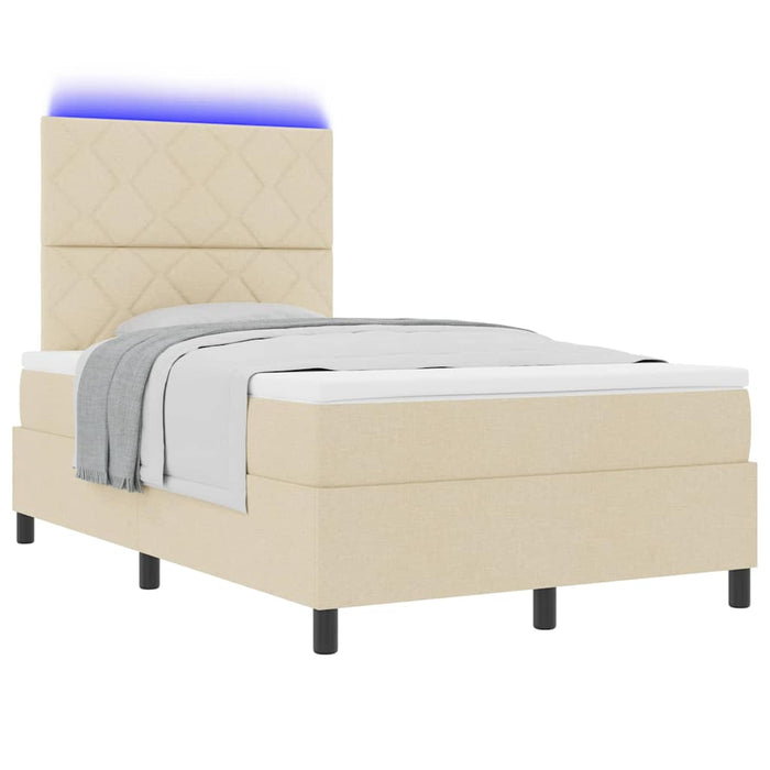Pat cu arcuri cu saltea cu headboard Crem 120 x 200 cm țesătură - WALTI WALTI
