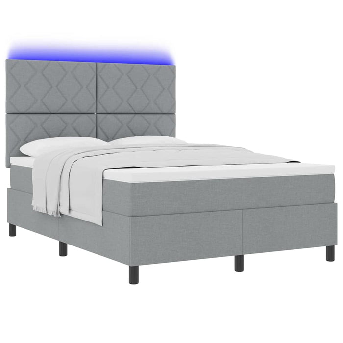 Pat cu arcuri cu benzi LED Gri deschis 140 x 190 cm țesătură - WALTI WALTI