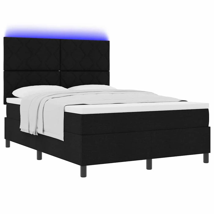 Pat cu arcuri cu benzi LED Negru 140 x 190 cm țesătură WALTI