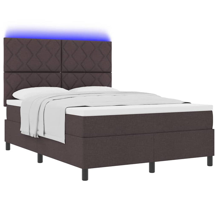 Pat cu arcuri cu benzi LED Maro închis 140 x 190 cm țesătură WALTI