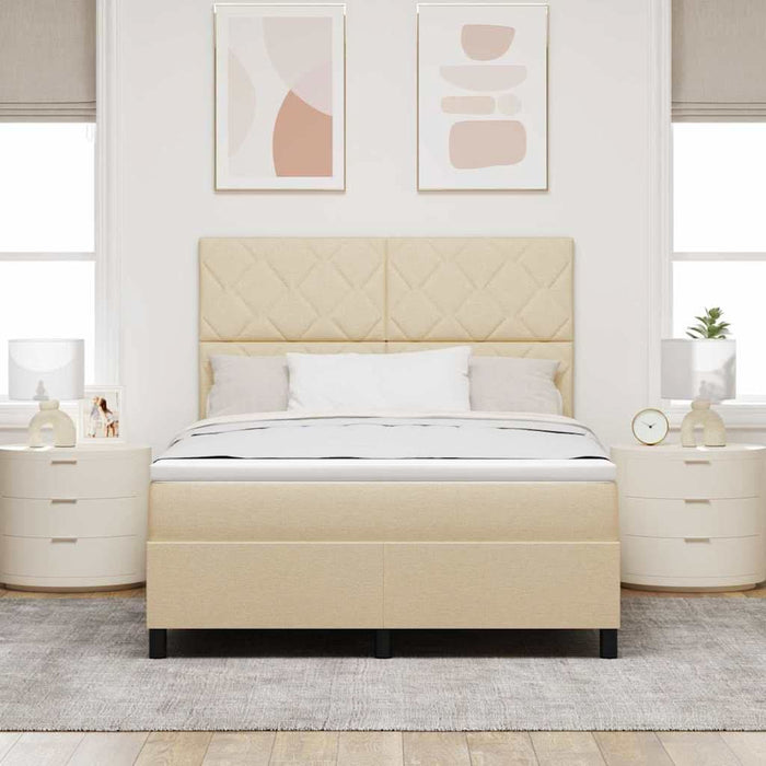 Pat cu arcuri cu benzi LED Crem 140 x 190 cm țesătură WALTI